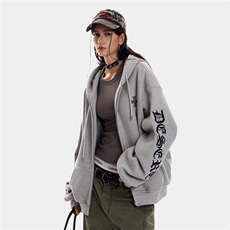 潮牌美式特风刺绣连帽卫衣秋冬时尚拉链开衫外套情侣衣WY0014P65，女装短外套，星座1013-5