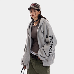 潮牌美式特风刺绣连帽卫衣秋冬时尚拉链开衫外套情侣衣WY0014 P65图片