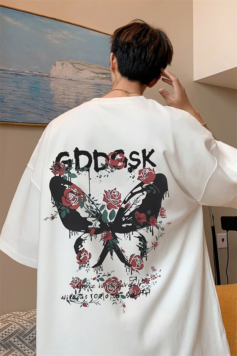 已注册/夏季内景纯棉美式重磅落肩短袖T恤男宽松体恤衫DT9676/P25,男装T恤,电商B316