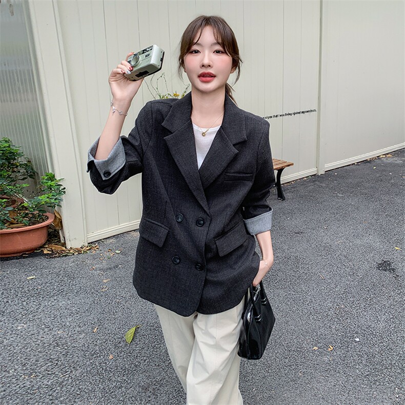 2026春装有货 韩版通勤气质翻袖西装2C090-1839-P140-K198图片