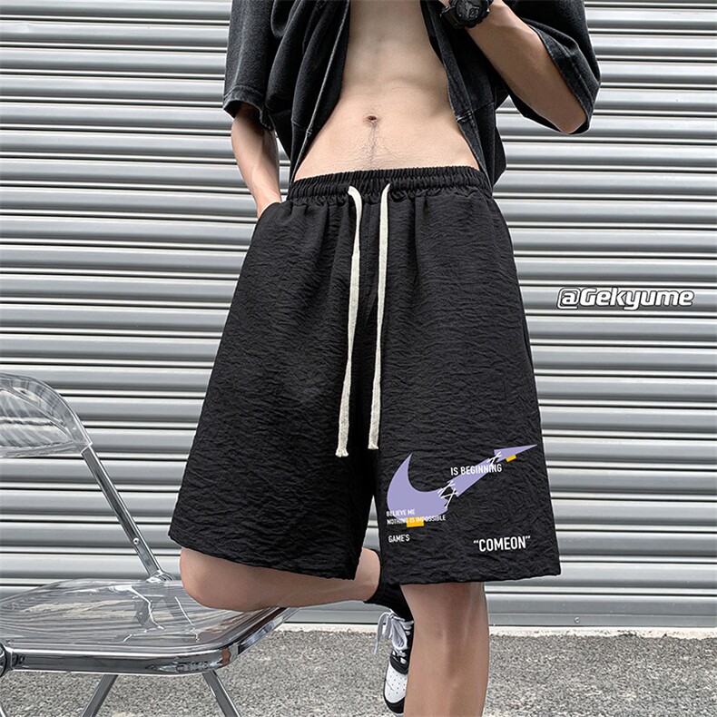YD33259-P25港风潮牌亚麻短裤男大码棉麻五分裤男中裤沙滩裤,男装休闲裤,电商A040