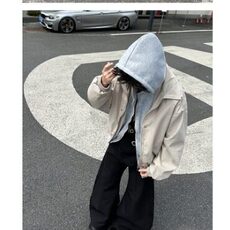 美式假两件夹克男春秋季宽松休闲潮牌复古小众解构外套W9348/P110，男装夹克，星座506