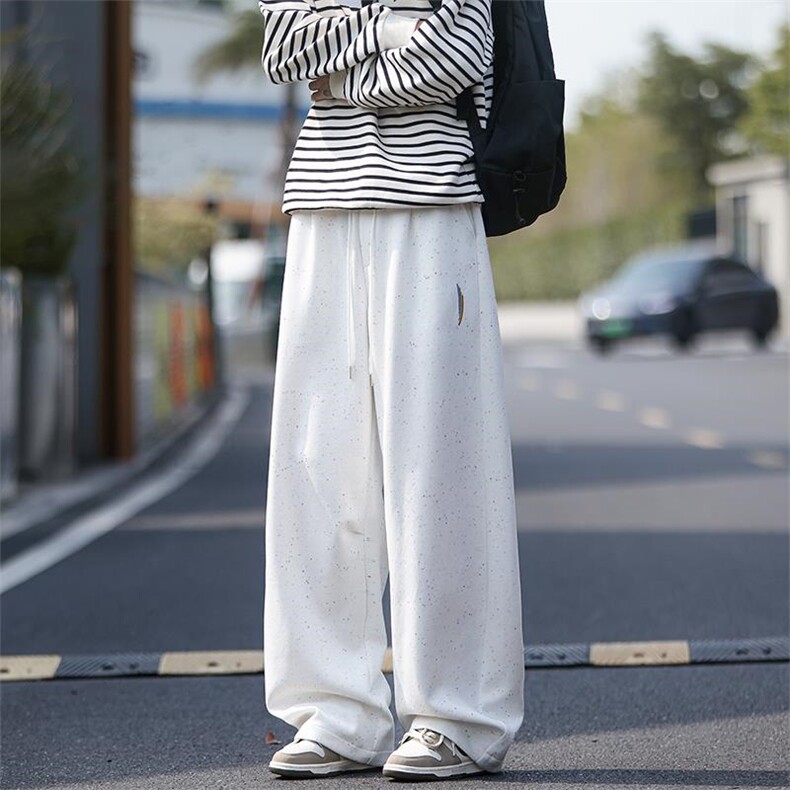 特批P40无差价秋季美式高街星星满印彩虹刺绣大码弯刀裤男K5935，男装休闲裤，电商A001-1