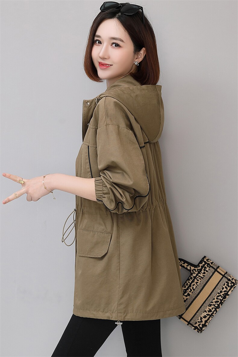 新款棉服女中长款冬季外套宽松韩版收腰显瘦连帽加绒派克服,女装风衣,依万里