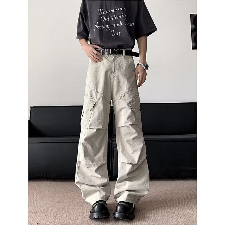 美式复古高端工装裤男夏季高级感潮牌痞帅cleanfit休闲宽松阔腿裤,男装工装外套,星座813-2