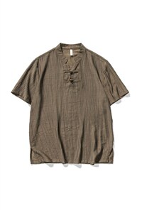 白底平铺大码日系亚麻盘扣短袖t恤风唐装复古棉麻F18/P50,男装T恤,钱塘713