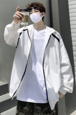 拼接设计冰丝休闲户外运动防晒衣男夏季ins宽松薄款潮流夹克外套，男装夹克，电商A157