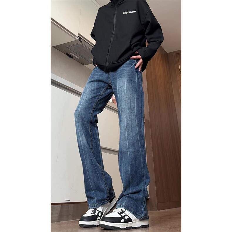 大货~美式高街vibe水洗闪电纹弯刀牛仔裤男微喇显瘦裤子K886-P48,男装牛仔裤,星座1004-3