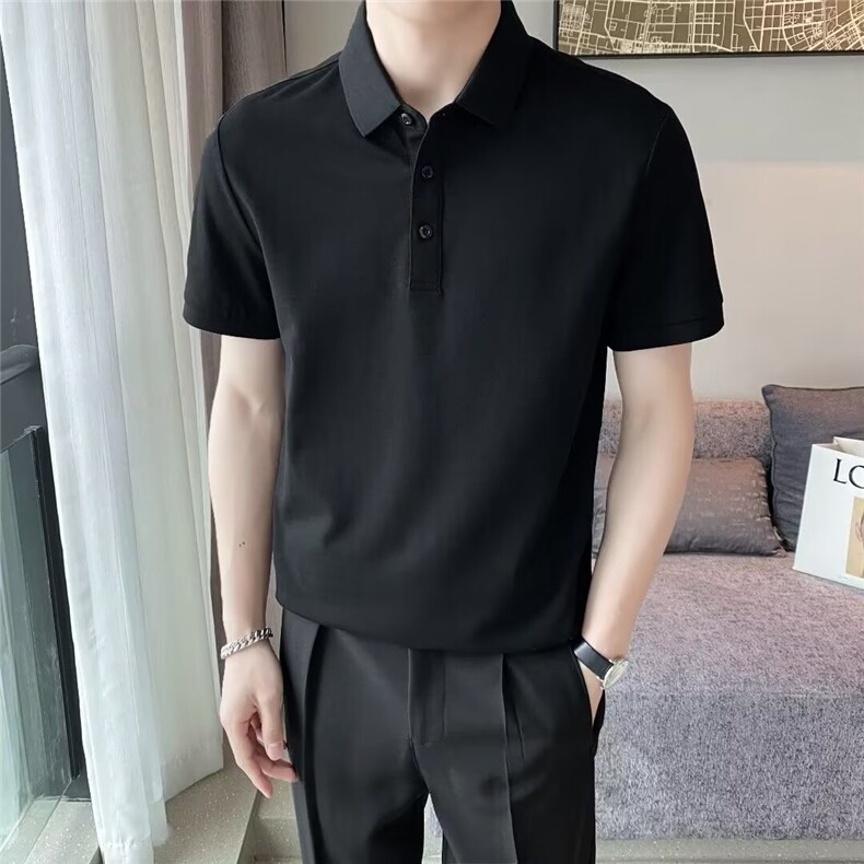 翻领短袖polo衫男潮牌夏季t恤韩版修身潮流T2025新款休闲体恤上衣图片