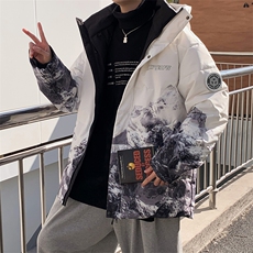 现货外贸侧飞图立领光板团体服班服宽松韩版情侣学生外套羽绒服，男装羽绒服，星座301D-5(原星座1415）