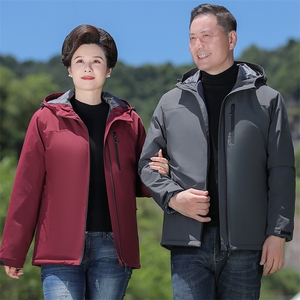 男女同款户外冲锋衣男女三合一外套可拆卸加绒保暖防风防水登山服图片