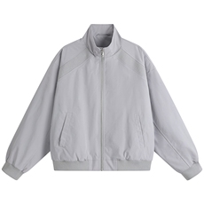 JK008平铺白底春装拼接工装立领夹克聚酯纤维(M-5XL)TP35，男装夹克，电商A088