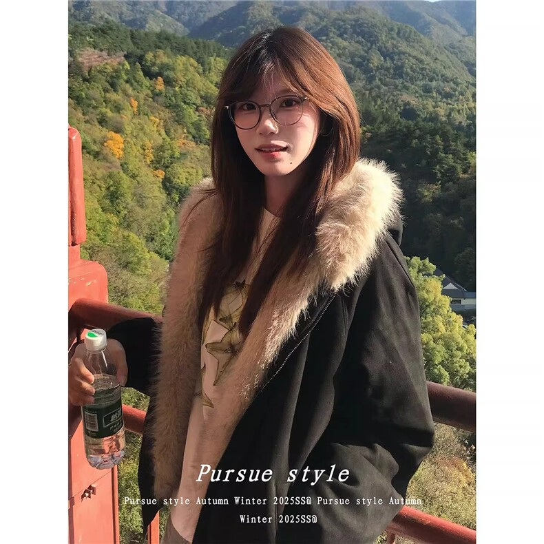 【量大价格可谈】美式复古毛领开衫连帽情侣棉袄外套SM8809P100,女装短外套,星座1112-1