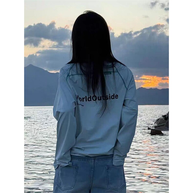 美式高街解构工艺速干长袖T恤男女款防晒罩衫户外运动潮牌骑行服图片