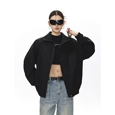美式罗纹拼接袖子褶皱大码M-5XL教练夹克女JK78056P69控105，女装短外套，星座226-1