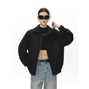 美式罗纹拼接袖子褶皱大码M-5XL教练夹克女JK78056P69控105图片