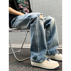 B221美式ins高街暗黑小众夏季重工艺破洞牛仔裤LK24178-P65控88，男装牛仔裤，电商B221