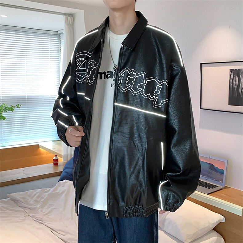 高街外套vibe美式棒球服vintage机车皮衣夹克男春秋JK0113-P60,男装夹克,星座308B-2