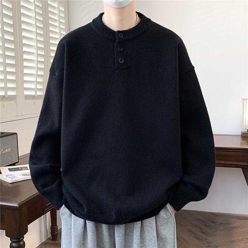 秋冬新款青少年时尚圆领纽扣款休闲针织衫毛衣男1018-1-M617-P48图片