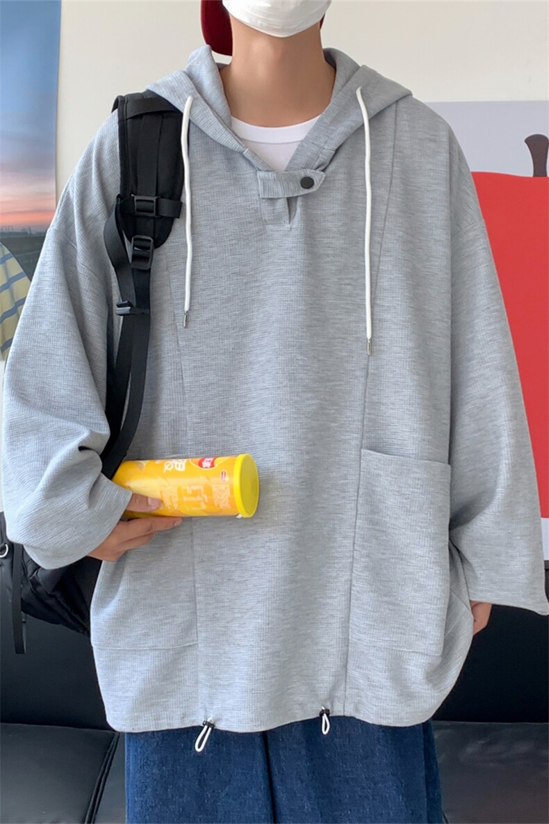 WY6098/P60秋装新款套头华夫格卫衣男韩版潮学生宽松大码外套上衣,男装卫衣,电商A141