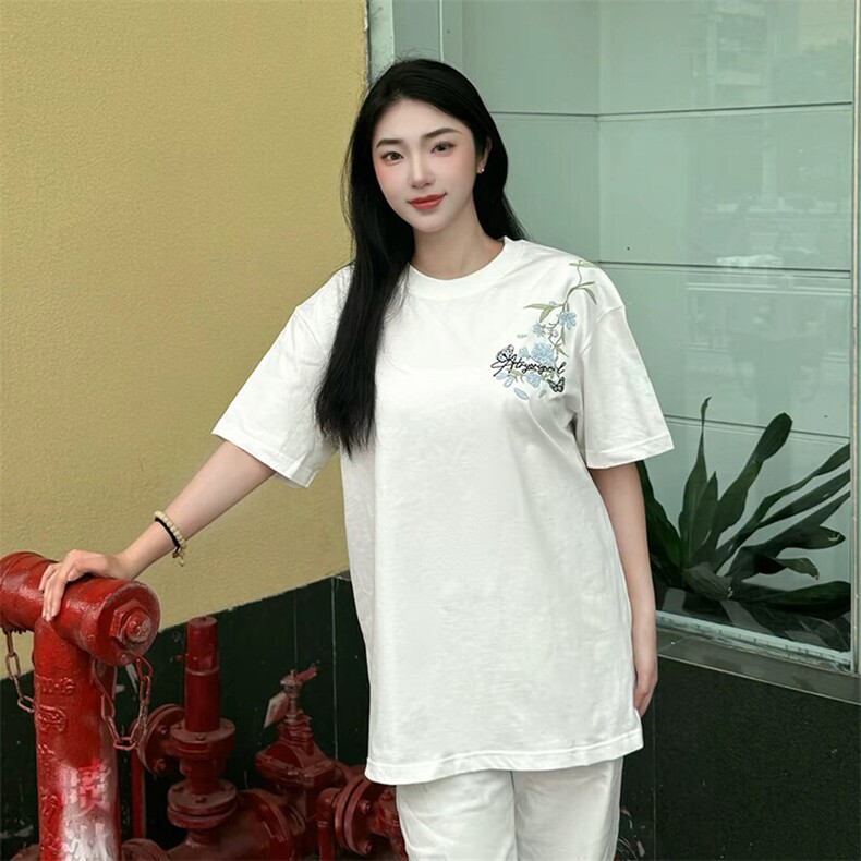 万针全刺绣解构设计260克重磅双纱纯棉高品质美式高街短袖T恤特35,男装T恤,电商A486-1