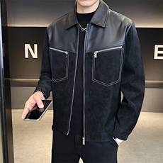 店主风夹克男2025秋款时尚拼皮外套男上衣潮流B317/8032/P135，男装夹克，电商B317