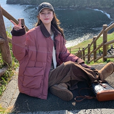 独特超好看树莓粉色短款羽绒服女冬2024年新款高级感美式夹克外套，女装羽绒服，浙宝305