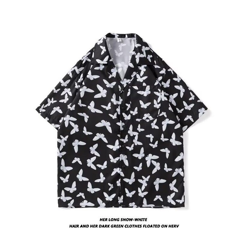 短袖衬衣ins衬衫潮流花复古沙滩夏威夷港风古巴男夏季领冰丝，男装衬衫，星座506B