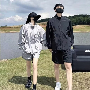 防晒两件套装男夏季潮牌半拉链一套帅气休闲短裤 ZQ01-P45图片