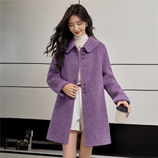 25秋季新品都市通勤双面羊驼毛混纺oversize风复古翻领大衣外套，女装双面呢大衣，小荷流