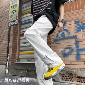 坠感宽松微喇叭百搭直筒黑色纯棉休闲裤K650-特批45