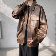 美式复古PU皮飞行员外套男女宽松休闲百搭机车皮衣夹克潮M50/P70，男装夹克，星座506