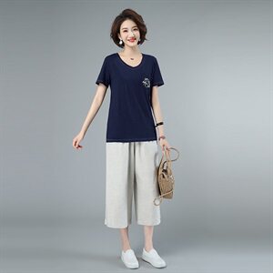 2021年夏新款套装休闲大码宽松女套装3205款图片