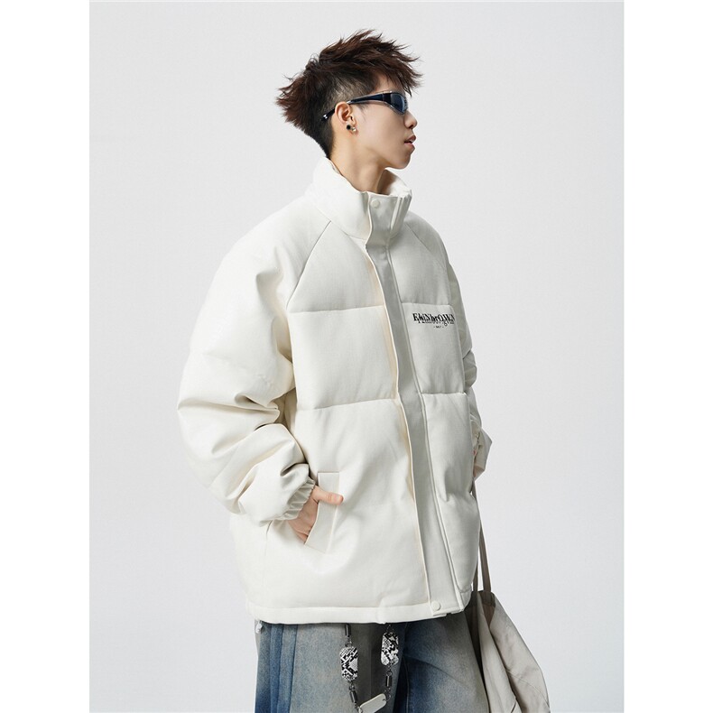 鳄鱼纹印花设计大码M-5XL手塞棉夹克PU皮棉服外套男8507P120控158，男装夹克，星座227-7