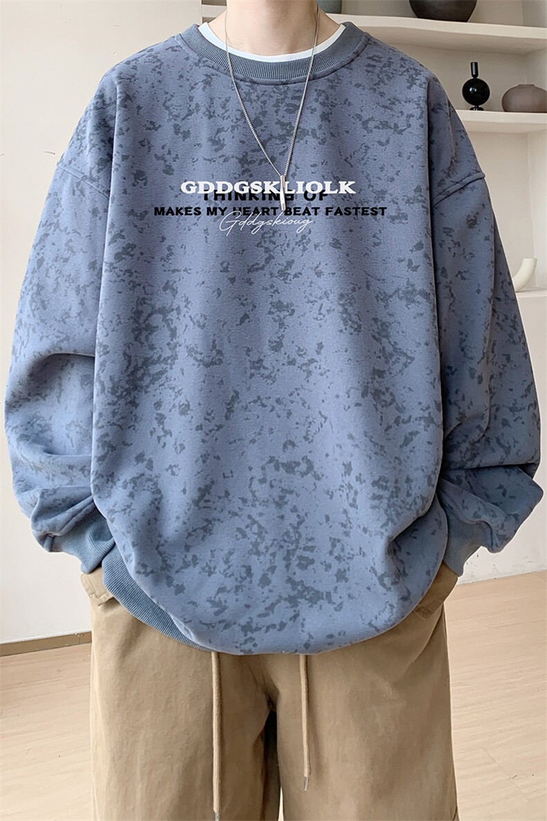 已注册/华棉内景秋冬重磅百搭宽松圆领卫衣男WY00721/P35加绒P45,男装卫衣,电商B316