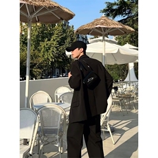 网络图现货韩小众休闲男春秋上衣高级感宽松黑色西服JJ15-P60，男装西服，星座715-7