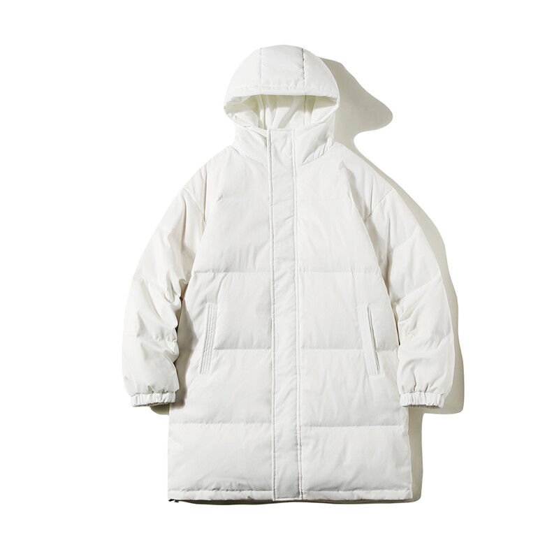 白鸭绒白底冬季基础简约百搭保暖连帽中长款羽绒服YR150P245控298,男装羽绒服,电商A247-1