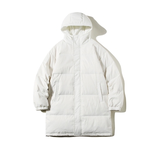 白鸭绒白底冬季基础简约百搭保暖连帽中长款羽绒服YR150P245控298图片