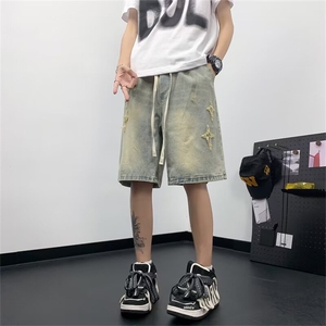 夏季薄款破洞牛仔短裤男宽松中裤潮牌街头百搭五分裤 NG35图片