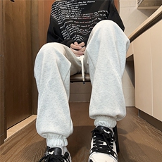 2025秋冬装华棉刺绣休闲裤宽松卫裤潮男K8766/特P35花灰3，男装休闲裤，电商A094