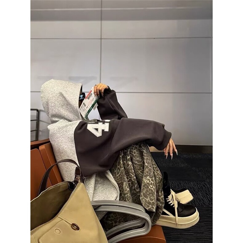 W10439-P58网图现货连帽开衫拉链卫衣拼接百搭运动夹克外套,男装夹克,星座1608
