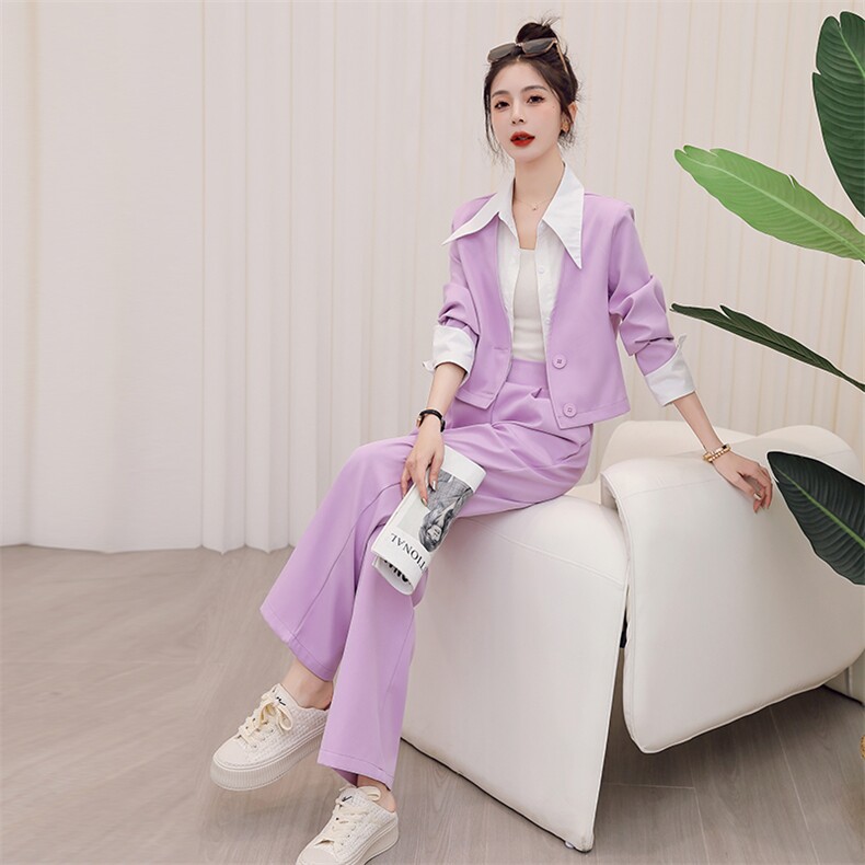 2025气质休闲小个子阔腿裤两件套女时尚洋气新款减龄,女装套装/套裙,韩美纤衣