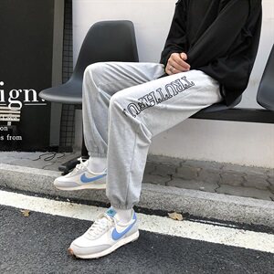 港风有型休闲裤男宽松潮流束脚裤运动印花卫裤NK07-P50图片