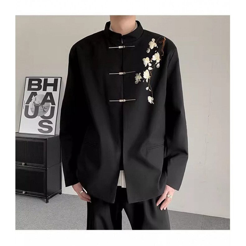 1506/QW760/P64春秋新中式重工刺绣玉兰花中山装痞帅高级感西服潮,男装西服,星座1506