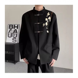 1506/QW760/P64春秋新中式重工刺绣玉兰花中山装痞帅高级感西服潮图片