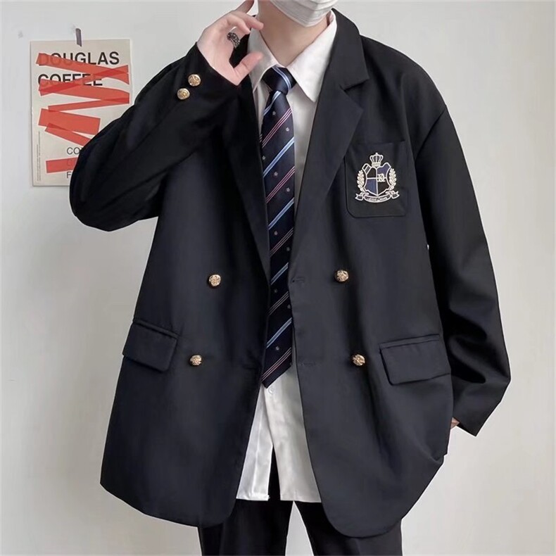 学院风西服潮男休闲ins制服小西装韩版2024春季宽松班服W5668-P55,男装西服,星座412-3