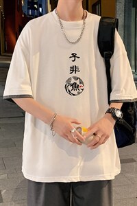 JT55070-P25 假两件短袖t恤男大码胖子半袖体恤半截袖 港风图片