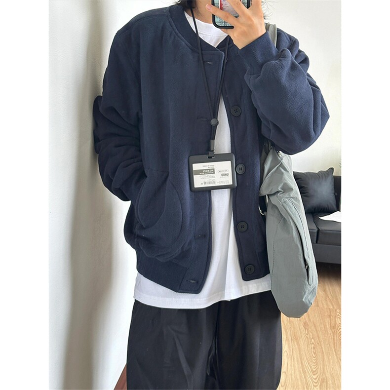 高品 高密加绒加厚情侣保暖棒球领摇粒绒夹克外套男女 A1303-P78图片