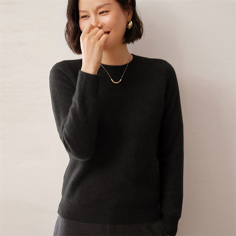 2025秋冬新款女士7针双股正肩圆领衫,女装羊绒衫,拓驰羊绒