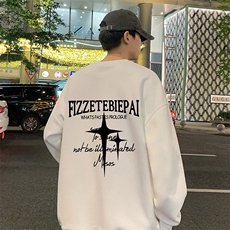 W551P35加绒45圆领卫衣男秋冬季2025新款打底衫情侣美式宽松，男装T恤，星座304A
